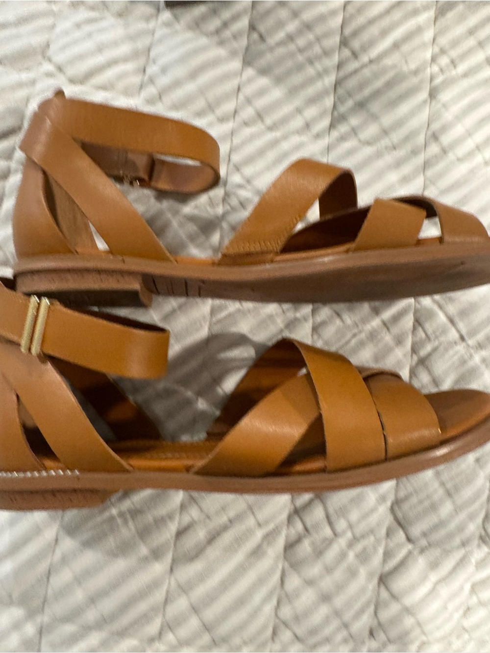 Franco Sarto Giola Tan Crisscross Ankle-Strap Sandals - Picture 2 of 6
